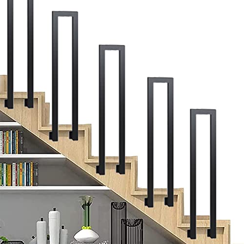 Rampe d'escalier en U industrielle noire en fer forgé 95 cm pour fixation latérale