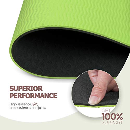 image for YXwin Yoga Mat, Classic 1/4 Inch Thick, Non Slip Pro Yoga Mat, Eco Fri