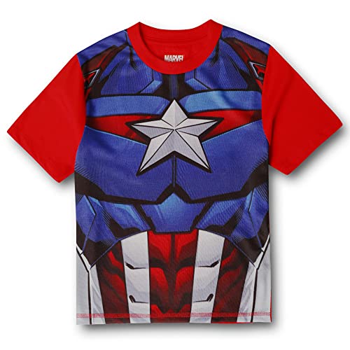 Image of Kidsville Captain America Printed Regular Fit Red Cotton Boy's T-Shirt