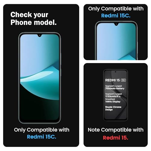 Image of FIRST MART Tempered Glass Screen Protector for Redmi 15C / 15A / Poco C85X / Redmi A7 Pro - Full-Glue Screen Guard, 3D Edge to Edge, HD Clear, Bubble-Free, Case-Friendly, Black, Pack of 2
