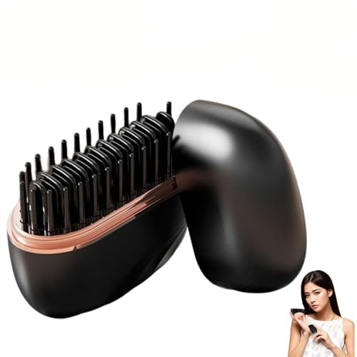 Mini Cordless Hair Straightener, Mini 2-in-1 Cordless Hair Straightener Comb with 3 Heat Settings, Portable Hair Straighteners, Fast Heating Hot Comb for Home Travel, for All Hair Types (Black)