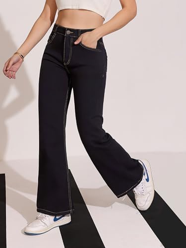Image of Dolce Crudo Boot Cut High Rise Cropped Jeans for Women