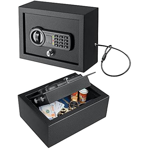 JINXNOBI Top Opening Keypad Security Desk Drawer Safe,Digital Floor Safe,Portable Safe with Cable,Electronic Steel Home Security Chest Cover