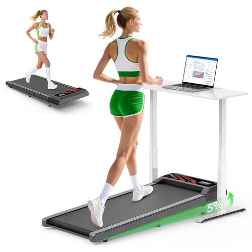 2.5HP Walking Mat with Incline pad,Under Desk Treadmill, Walking Running Pad with Remote,3 in 1 Low Noise Small Mini Portable Treadmill with Led Screen,Compact Treadmills for Home Office,Carbon Black