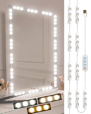 DLOMT Vanity Lights for Mirror LED Makeup Light Strip with 3 Color Temperature Lighting Modes and Dimmable Stick on Vanity Bathroom Mirror,Ultra Bright (Mirror Not Included)