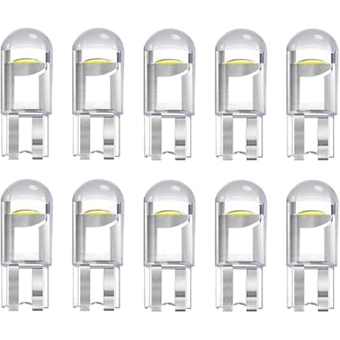 HOCOLO 10x T10 158 LED Bulb W5W 2825 168 192 194 T10 Wedge Light Bulbs 12V Cool White for Car Side Marker Lights Dome Map Door Courtesy License Plate 0.5W (10x T10 1-SMD) Cover