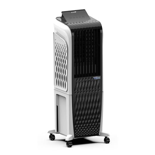 Symphony Diet 3D 30i Portable Tower Air Cooler For Home with 3-Side Honeycomb Pads, Automatic Pop-Up Touchscreen, i-Pure Technology and Low Power Consumption (30L, White & Black)