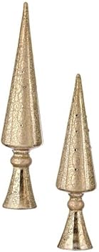 Regency International Mercury Glass Finial Tree Figurine, 18-Inch, Platinum, Set of 2
