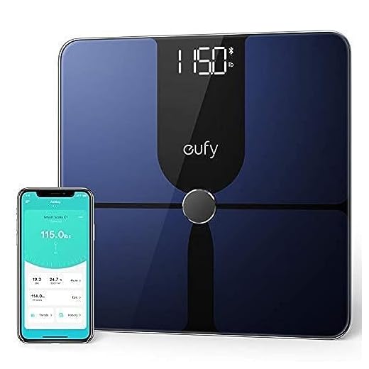 eufy Smart Scale P1, smart personvÃ¥g med Bluetooth, stor LED-display, 14 mÃ¤tningar, mÃ¤ter vikt/kroppsfett/BMI/kroppssammansÃ¤ttning, hÃ¤rdad glasyta, lbs/kg (svart)
