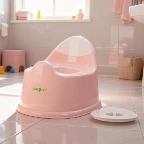 Image of Baybee Pippo Western Toilet Potty Seat for Kids 1-5 Years | Baby Potty Training Seat Chair with Anti-Urine SplashGuard, Detachable Bowl, Highback Support | Portable Kids Toilet Seat for Toddler (Pink)