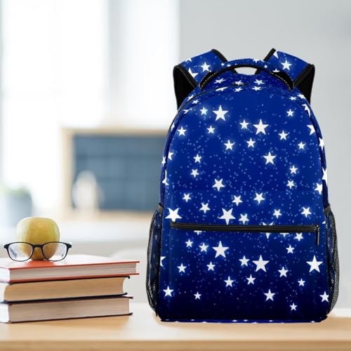 Sac à dos d'école étoiles bleu multicolore pour collégien et lycée