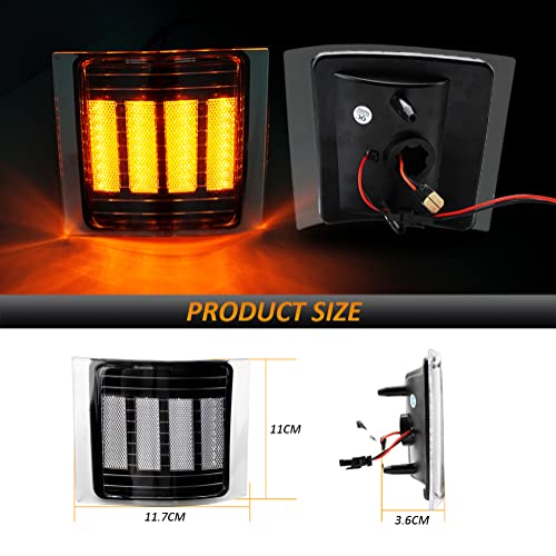 Bestview Side Marker Turn Signal Lights Led Corner Light Assembly, Chrome Housing Clear Lens For Chevy C/K C10 Pickup Truck 1500 2500 3500 1994-1998 Silverado Tahoe, Dynamic Amber, Pack Of 4 #TOP6