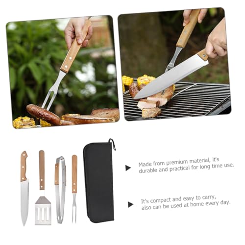 Kit de herramientas para parrilla de acero inoxidable con mango ergonómico miniatura 5
