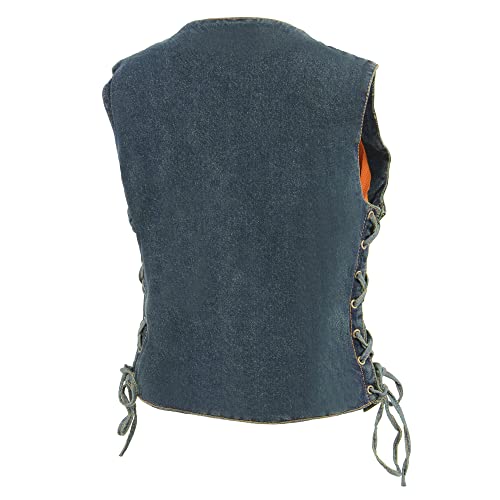 Milwaukee Leather Women’s Blue 6 Pocket Side Lace Denim Vest W/ Gun Pockets Mdl4020 (X-Large) #TOP1