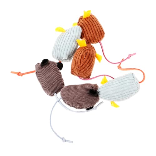BAZEITFLOW 6 Piezas Unidades Juguetes para Gatitos Ratón de Peluche Juguetes para Morder y Rascar Mascotas Portátiles para Ejercicio y Entretenimiento