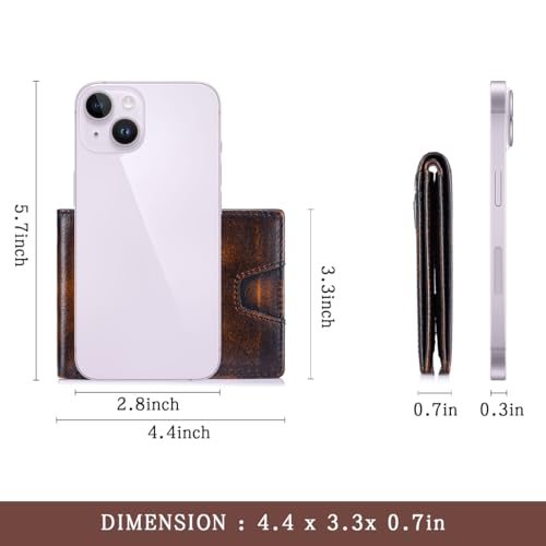 Image of Front Pocket Wallet for Men Slim Lightweight RFID Blocking Genuine Leather Bifold Thin Wallet with 10 Card Slots, Antiqued