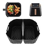 Dual Zone 2 Chambers Silicone Mould Hot Air Fryer for Ninja Hot Air Fryer Max Pro 6.2L AF180EU, Reusable Airfryer Accessories Silicone Inserts for Ninja 6.2L AF180DE 4.7L AF140EU