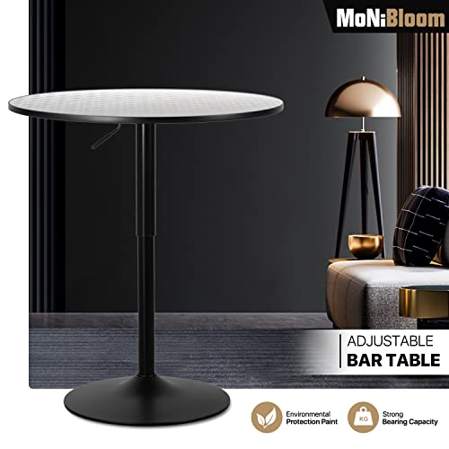 Monibloom Bar Table Kitchen Dining Table High Top Table For Home Balcony Indoor Outdoor Bistro Table 27.5''- 36" Height-Adjustable Round Cocktail Table, Silver #TOP6
