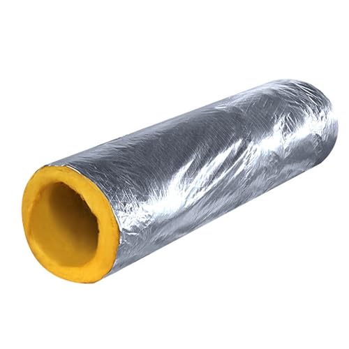 LRHELPBNR Tubo Isolante Antigelo per Esterni, Coppelle in Lana di Roccia con Alluminio, Isolamento Canne Fumarie Tubi per Stufa E Condotti di Aerazione, per Esterni, Isolante(L 1M-76MM/3IN-50MM)