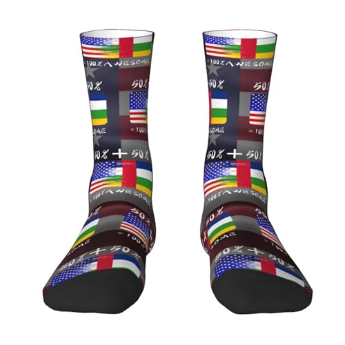 Half America Half Central African Adult Polyester Crew Socks Breathable Moisture-Wicking Athletic Running Gym8