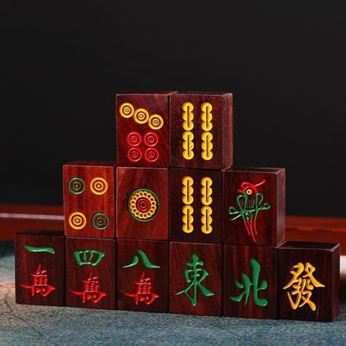 Juego de Mahjong Chino con 144 fichas de madera miniatura 2
