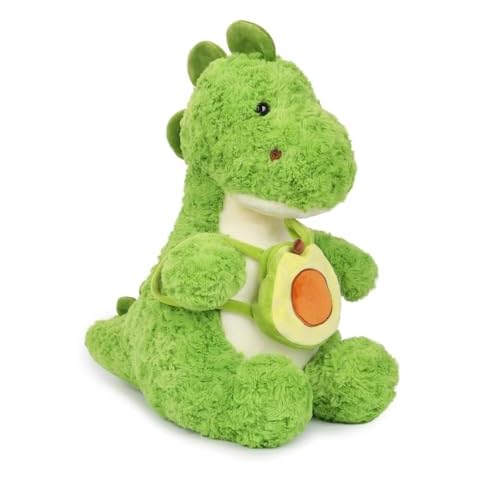 MELECERi Cute Dinosaur Stuffed Animal with Avocado Backpack, Soft Plush Toy, Dino Plush Birthday Xmas Gifts, Green, 13.7Inch Cover