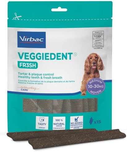 Virbac VeggieDent FR3SH - Snack Dental para Perros Medianos (10-3...