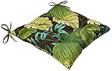 Pillow Perfect Tropic Botanical Indoor/Outdoor Tufted Wicker Chair Pad With Ties, 2 Count, 18.5