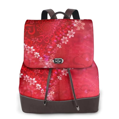 Sac à dos pour le travail femme en cuir noir imprimé fleur logeable chic
