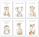 LAVEMA Affirmationsposter Kinder | Bilder Kinderzimmer DIN A4 (21x30cm) Poster Set | Babyzimmer Deko | Wanddeko Affirmationsbilder Wandposter Junge Mädchen | Tierbilder Wandbilder Tiere (Ohne Rahmen)