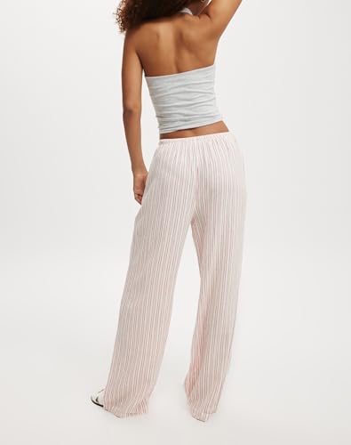 Women Y2k Low Rise Beach Pants Trendy Striped Drawstring Elastic Waist Loose Wide Leg Pants Casual Long Trousers3