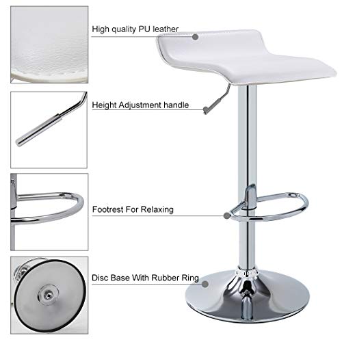 Duhome Bar Stools Modern Contemporary Adjustable With Leather Seat Bar Chairs Set Of 2 (White) #TOP3