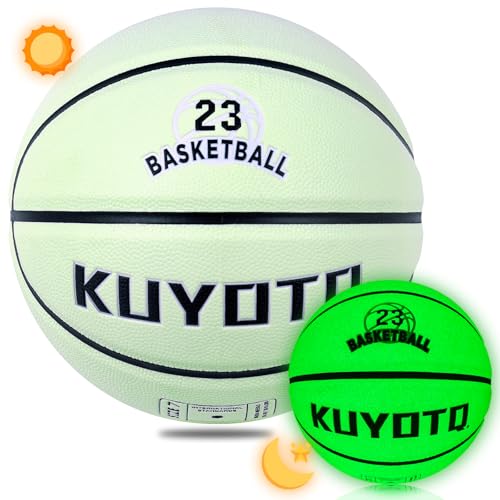 KUYOTQ Glow in The Dark Glowing Basketball 29.5' Soft Composite Leather Luminous Basketball Gift for...