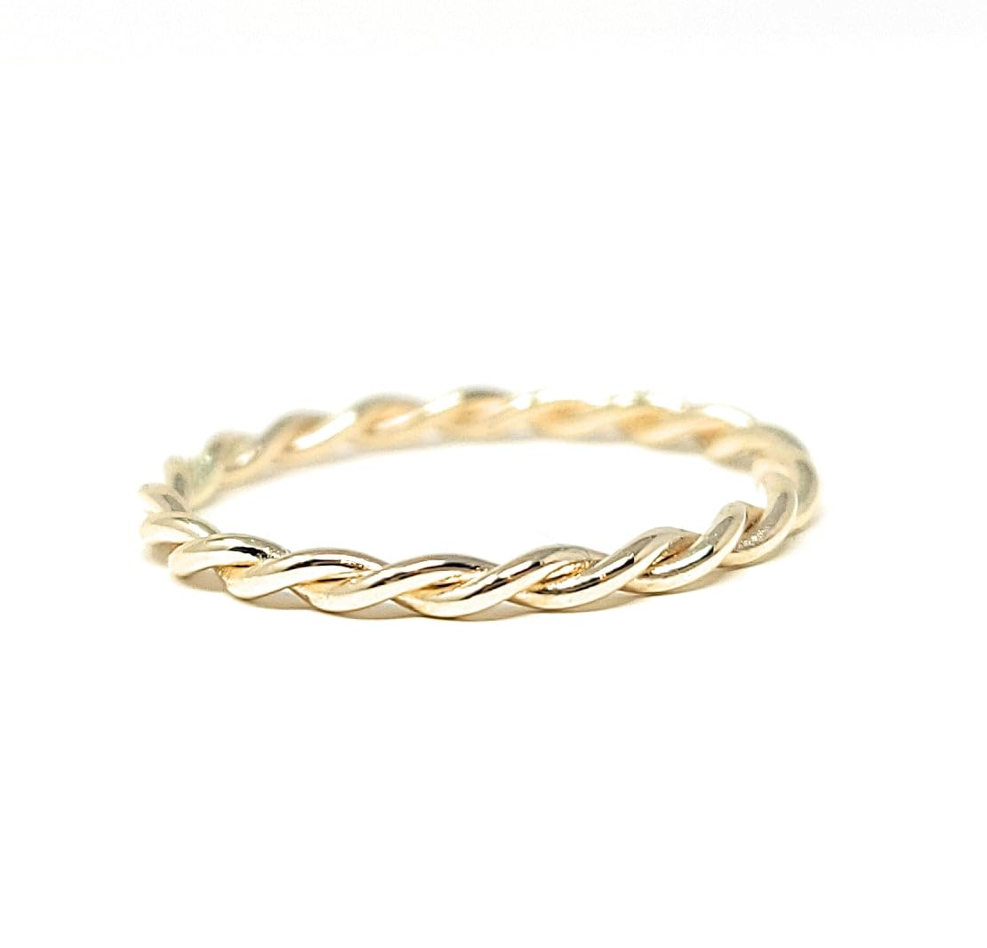 10k Solid Gold Thin Stacking Twist Ring (yellow-gold, 8)