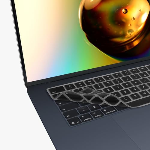 kwmobile Keyboard Cover Compatible with Apple MacBook Air 15 M4 2025 A3241 - QWERTY (Spain) Layout Keyboard Cover Silicone Skin - Black by kwmobile - Used condition - Image 4