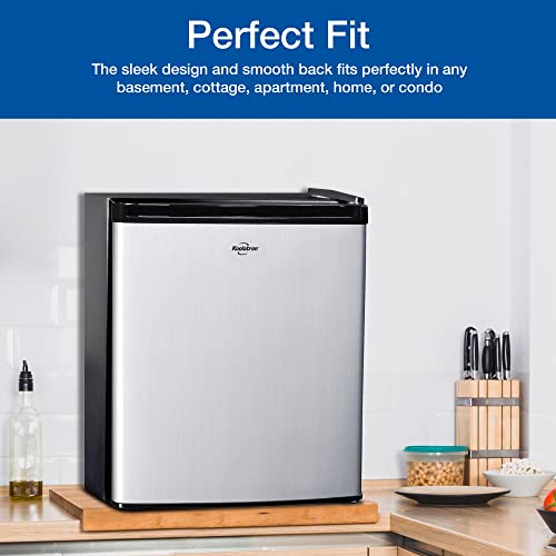Koolatron Stainless Steel Compact Fridge With Freezer, 1.6 Cubic Feet (44 L) Capacity, Silver And Black, For Snacks, Frozen Meals, Beverages, Juice, Beer, Den, Dorm, Office, Games Room, Or Rv #TOP5