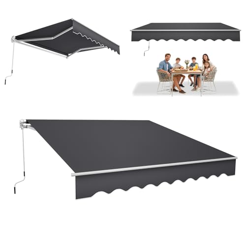 ACXIN Store banne en aluminium de 3 m x 2,5 m - Protection solaire - À bras articulés - Protection UV - Manivelle facile - Toit de terrasse - Gris foncé