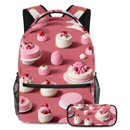 Sac à dos scolaire solide avec trousse rose pour alléger le dos des adolescents