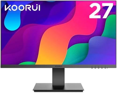 KOORUI 27-inch PC screen, IPS, Full HD (1920 x 1080), 75Hz, 5ms, 16:9, VGA/HDMI, Low Blue Light Mode, Wide Viewing Angle, 99% SRGB