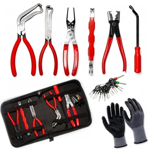 KORVX 8 PCS Electrical Disconnect Pliers-Fuel Line Disconnect Tool Set-Automotive Electrical Terminal Connector Separator Removal Kit with Relay Puller, Hose Clamp Pliers-Terminal Pin Removal Tool