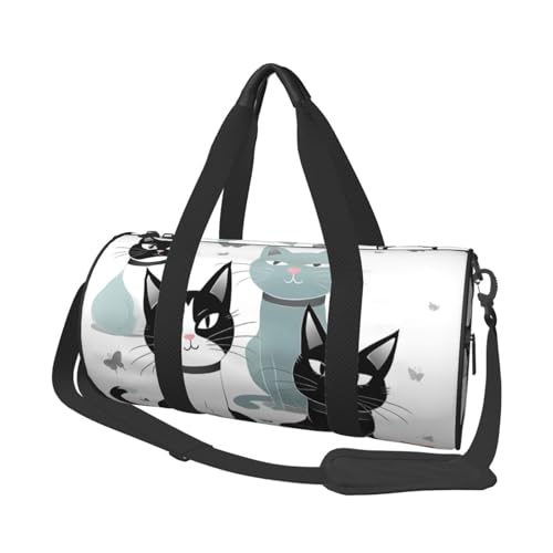 Travel Bag For Women,Black And White Cats Print Personal Item Duffle Bags,Weekend Travel Duffel Tote Bag,Travel Sport Gym Bag For Men,Airplane Travel Essentials For Flying