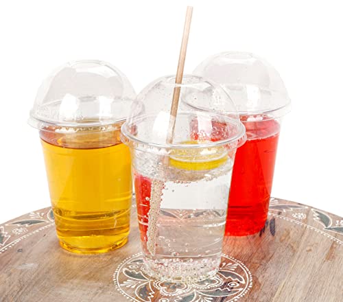 Image of Golden Apple Cup series, 16oz Clear Plastic cups with Dome lids with hole 50sets BPA free