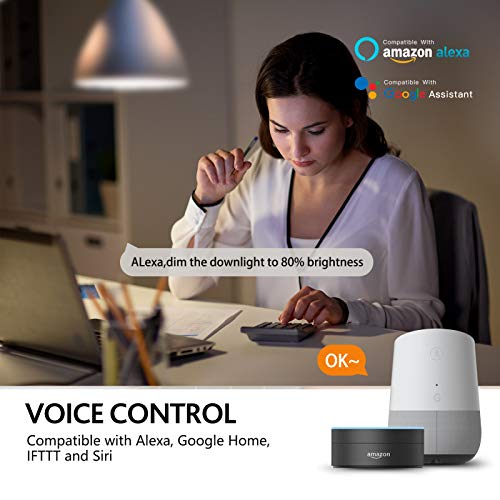 POTIKA 2-Pack de Lâmpada Inteligente com Remoto, Trabalho com Alexa/Google Home, E27 10W Lâmpada LED