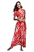 VintageClothing Women's Floral Print Maxi Dresses Boho Button Up Split Beach Party Dress, Red, XL