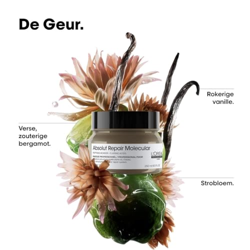 L'Oréal Professionnel, Herstellend Haarmasker, Voor Zeer Beschadigd Haar, Herstelt en Verzorgt het Haar voor Meer Soepelheid, Met Peptiden Bonder en 5 Aminozuren, Absolut Repair Molecular, 250 ml - Afbeelding 6