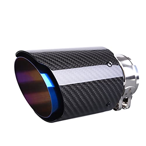 Carmon Real Twill Carbon Fiber Exhaust Pipe Muffler Tips With Blue Burnt 304 Stainless Steel (Id 3“, Od 4.5”) #TOP2