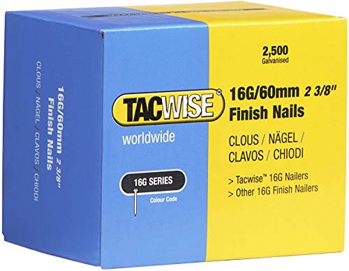 Tacwise 0300 Chiodi Di Finitura Galvanizzati Tipo 16G / 60 Mm, Confezione Da 2500