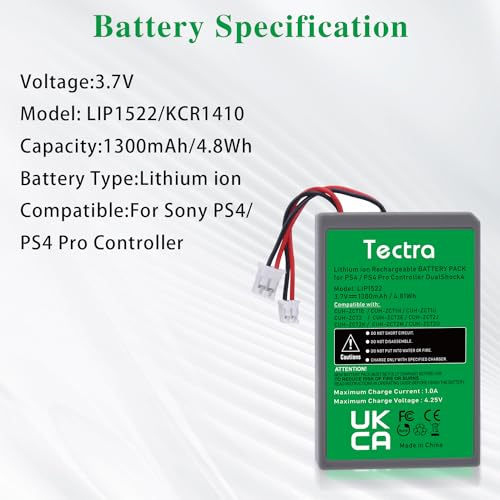 Tectra 2-Pack Lip1522 Battery For Sony Playstation 4 Ps4 Slim Pro Dualshock 4 Cuh-Zct1E Cuh-Zct1H Cuh-Zct1U Cuh-Zct2 Cuh-Zct2U Wireless Controller  thumb #5
