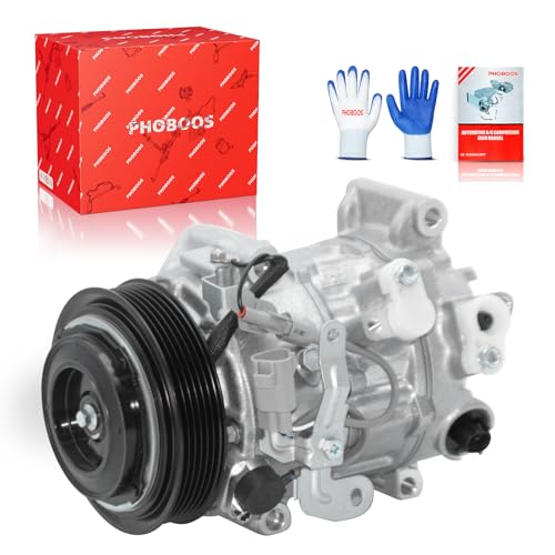 Image of PHOBOOS A /C Compressor with Clutch Compatible with Toyota RAV4 2013-2018 L4 2.5L, Gas, Fits FWD ONLY. Fast Cooling, Low Noise, Easy Installation, Ref. CO 29184C