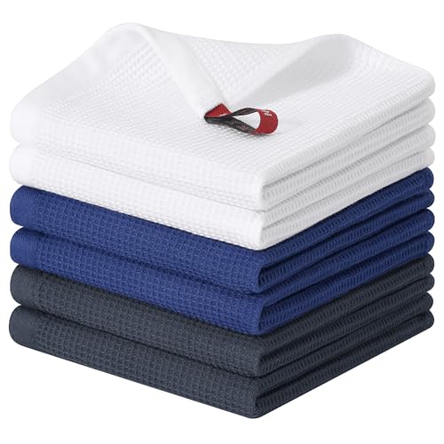 Homaxy 100% Cotton Waffle Weave Dish Cloths, 6 Pack, Mixed Color